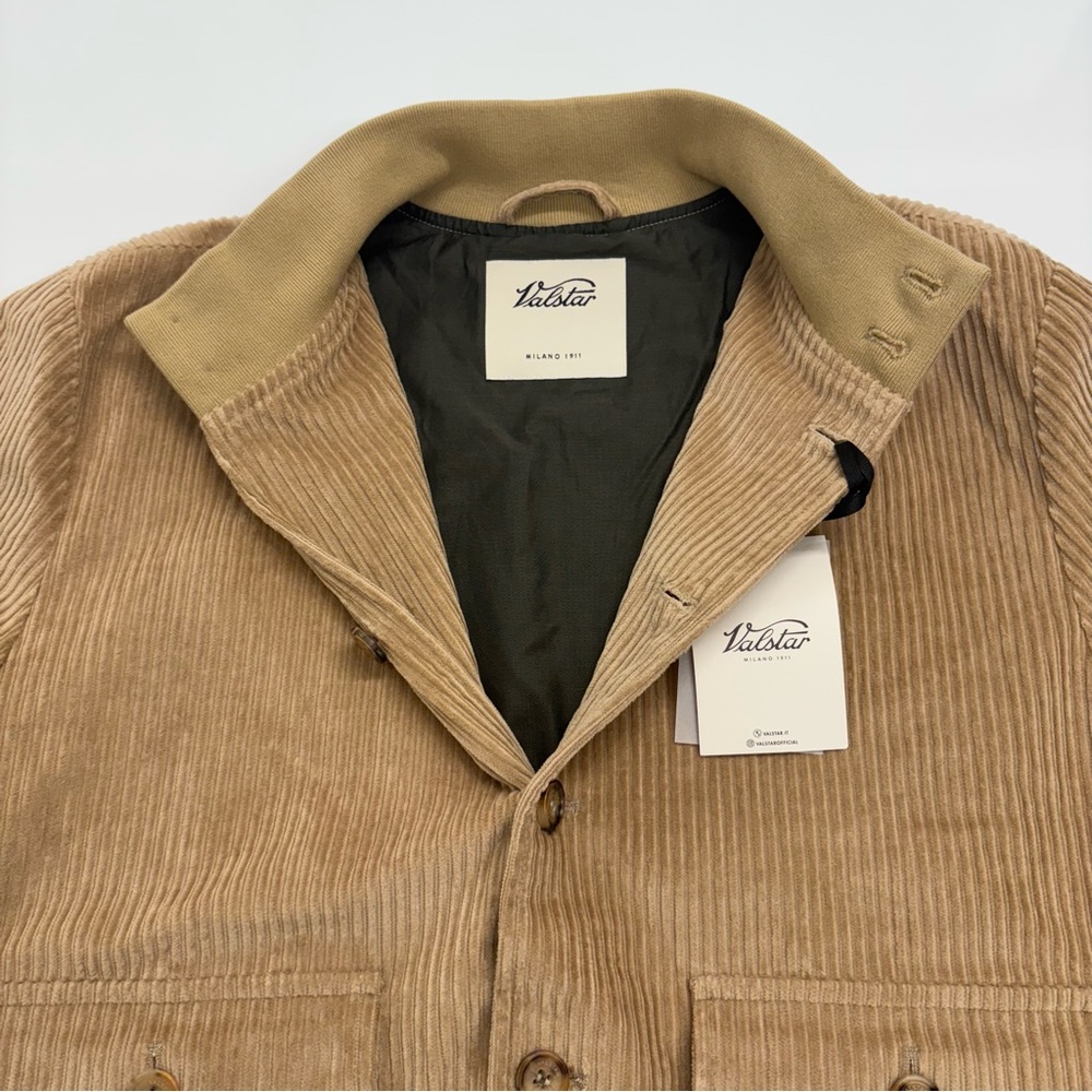 Valstar Milano 1911 Corduroy Jacket Almond Brown Size 54 Italy New with Tags - Picture 3 of 9